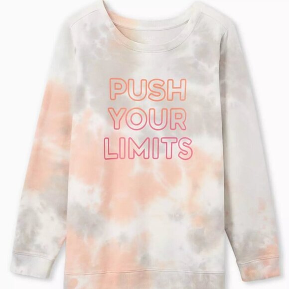 Torrid Everyday Fleece Long Sleeve Active Sweatshirt LIMITS TIE DYE 3x NWT new - Picture 6 of 12